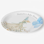 水の色ガチョウ男の子ベイビーシャワー ペーパープレート (アングル)