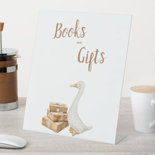 水の色ガチョウ赤ちゃんシャワー本とギフトサイン 台座サイン (インサイチュ)