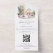 水の色ガーデンリハーサルディナーQRコードRsvp オールインワン招待状 (内側)