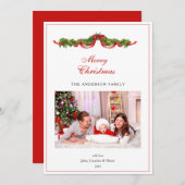 水の色ガーランドとボーフォトクリスマス シーズンカード (正面/裏面)