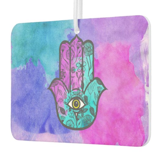 水の色ガーリーフローラプリントハンサハンドオブファティマ カーエアーフレッシュナー (左)