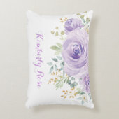 水の色ガーリー薄紫パープルバラ子供部屋デコール アクセントクッション (正面(垂直))
