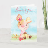 水の色ガールピギーファームサンキュー カード (正面)