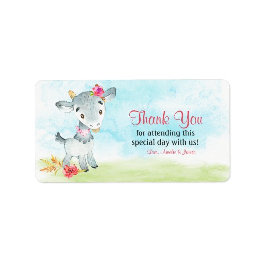 水の色ガールヤギ農場ありがとう ラベル (正面)