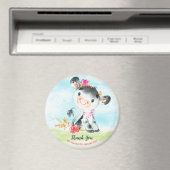 水の色ガール牛の赤ちゃんシャワー農場ありがとう マグネット (インサイチュ (食洗機))