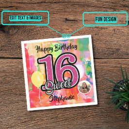 "水の色ガール"甘い16パーティー スタンダードカクテルナプキン