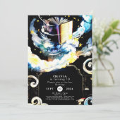 水の色キッズストーリお洒落ブック誕生日 招待状 (スタンド正面)