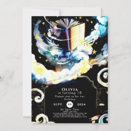 水の色キッズストーリお洒落ブック誕生日 招待状