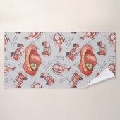 水の色キッド赤い消防士かわいいデザイン バスタオル (バスタオル)