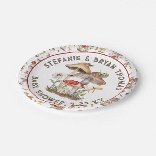 水の色キノコの赤ちゃんシャワープレート | お洒落 ペーパープレート (アングル)