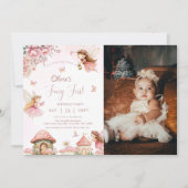 水の色キノコ妖精1stバースデーフォレスト 招待状 (正面)