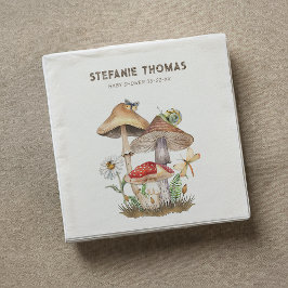 水の色キノコ赤ちゃんシャワーナプキン | ウッドランド スタンダードカクテルナプキン