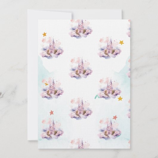 水の色キャッスルクラウドスターズ誕生日 招待状 (裏面)