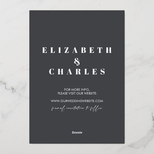 水の色キャビン素朴冬の日付を保存 箔招待状 (裏面)