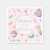 水の色キャンディワンダーランドパステルバースデーパーティー スタンダードカクテルナプキン (正面)