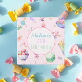 水の色キャンディワンダーランドパステルバースデーパーティー フェイバータグ