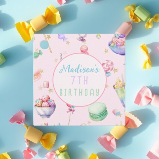 水の色キャンディワンダーランドパステルバースデーパーティー フェイバータグ