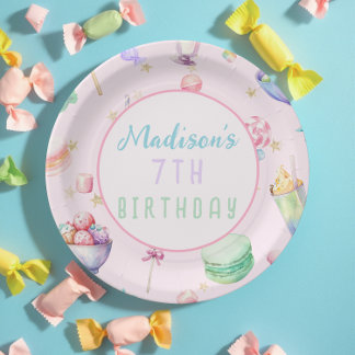 水の色キャンディワンダーランドパステルバースデーパーティー ペーパープレート