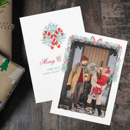 水の色キャンディーケーンガーランドクリスマス シーズンカード