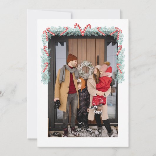 水の色キャンディーケーンガーランドクリスマス シーズンカード (正面)