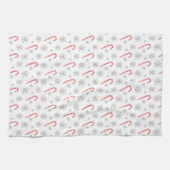 水の色キャンディーケーンスノーフレーククリスマス キッチンタオル (横)