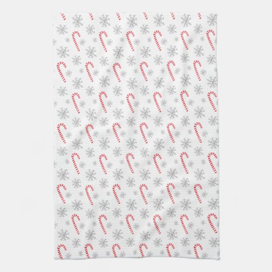水の色キャンディーケーンスノーフレーククリスマス キッチンタオル (縦)