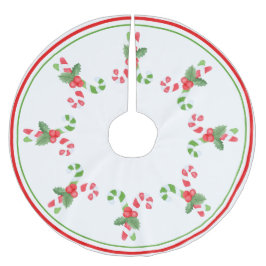 水の色キャンディーケーンパターン – クリスマス ブラッシュドポリエステルツリースカート