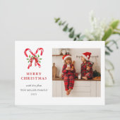 水の色キャンディーケーンメリークリスマスフォト シーズンカード (スタンド正面)