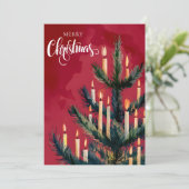 水の色キャンドル付きクリスマスツリーヴィンテージ シーズンカード (スタンド正面)