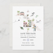 水の色キューバの目的地の結婚式 セーブザデート (正面/裏面)