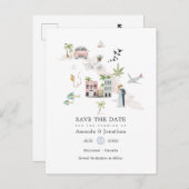 水の色キューバ目的地の結婚式の日付を保存 案内ポストカード (正面/裏面)