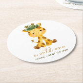 水の色キラフェサファリベイビーシャワー ラウンドペーパーコースター (アングル)