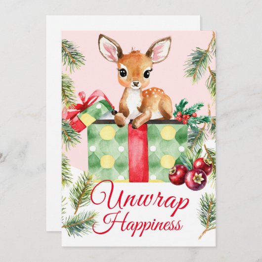 水の色ギフトディアホリデークリスマスカード サンキューカード (正面/裏面)