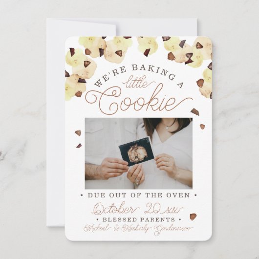 水の色クッキー妊娠写真の発表 案内状 (正面)
