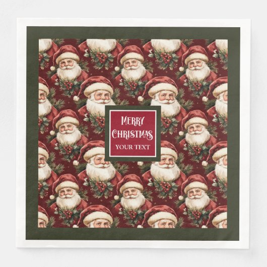 水の色クラシックサンタクロースのクリスマスナプキン (正面)