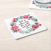 水の色クリスチャンのアートワーク スクエアペーパーコースター (アングル)