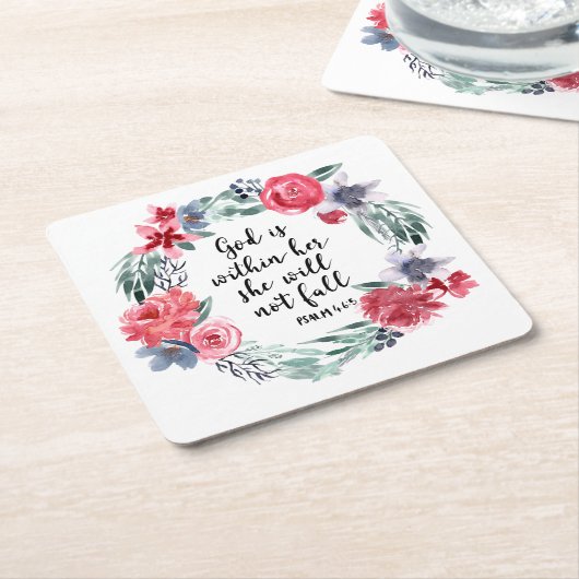 水の色クリスチャンのアートワーク スクエアペーパーコースター (アングル)