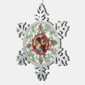 水の色クリスマスさくらんぼホリデーフォト スノーフレークピューターオーナメント (右)