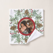 水の色クリスマスさくらんぼホリデーフォト バスタオルセット (ウォッシュタオル)