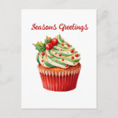 水の色クリスマスのカップケーキ追加文字休日 シーズンポストカード (正面)