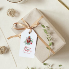 水の色クリスマスのバイブ葉の花、鳥 ギフトタグ