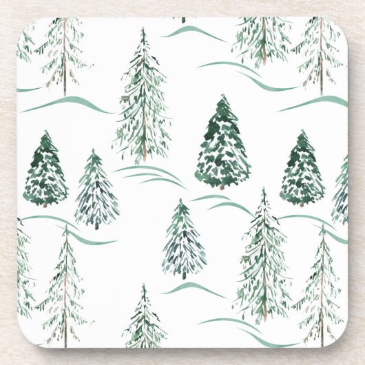 水の色クリスマスの木。冬の森。 コースター (正面)