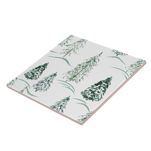 水の色クリスマスの木。冬の森。 タイル (側面)