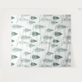 水の色クリスマスの木。冬の森。 タペストリー (正面(横))