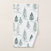 水の色クリスマスの木。冬の森。 バスタオルセット (ハンドタオル)
