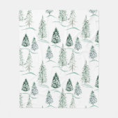 水の色クリスマスの木。冬の森。 フリースブランケット (正面)