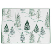 水の色クリスマスの木。冬の森。 ラージペーパーバッグ (正面)