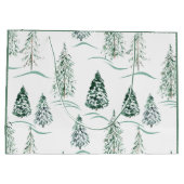 水の色クリスマスの木。冬の森。 ラージペーパーバッグ (裏面)