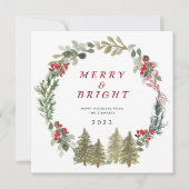 水の色クリスマスの森メリーと明るい シーズンカード (正面)