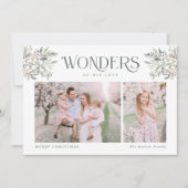 水の色クリスマスの葉の宗教的なホリデーカー シーズンカード (正面)